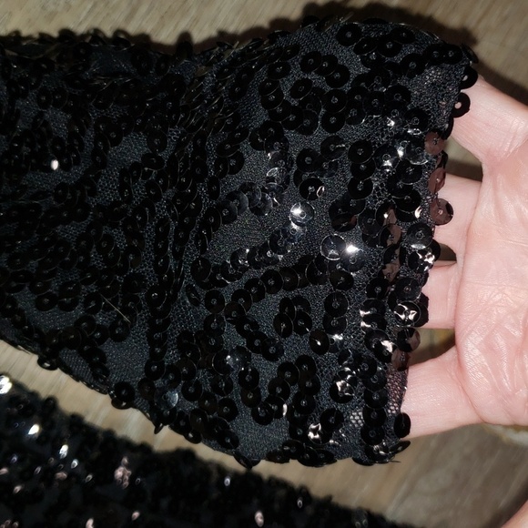 Black sequin scoop neck coctail prom wedding cruise formal dress - Picture 7 of 8